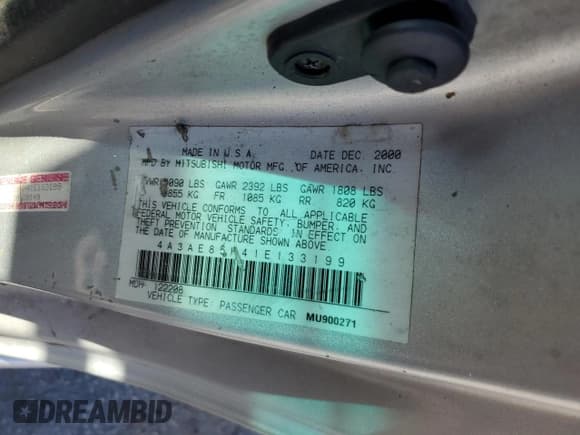 ✅ 2001 Mitsubishi Eclipse GT • VIN: 4A3AE85H41E133199 • Lot: 76689964. Wystawiony na Copart z przebiegiem Nie podano. Bezpłatny archiwum sprzedaży aukcyjnych z USA i szczegółowy raport historii pojazdu na DreamBid. Zdjęcie 13.