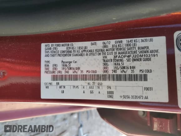 ✅ 2013 Ford Fiesta Titanium • VIN: 3FADP4FJ2DM103191 • Lot: 52975645. Listed on Copart with 89,569 mi. Free auction sales archive from the USA and detailed vehicle history report at DreamBid. Image 12.