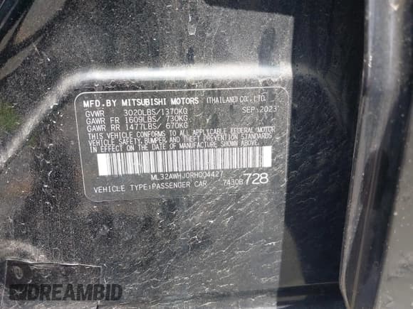 ✅ 2024 Mitsubishi Mirage Black Edition • VIN: ML32AWHJ0RH004427 • Lot: 42169539. Listed on IAAI with 21,533 mi. Free auction sales archive from the USA and detailed vehicle history report at DreamBid. Image 9.