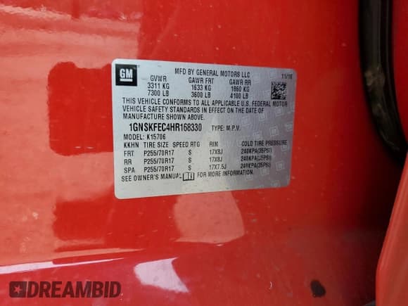 ✅ 2017 Chevrolet Tahoe Commercial • VIN: 1GNSKFEC4HR168330 • Lot: 65918125. Wystawiony na Copart z przebiegiem 110 425 mil. Bezpłatny archiwum sprzedaży aukcyjnych z USA i szczegółowy raport historii pojazdu na DreamBid. Zdjęcie 14.