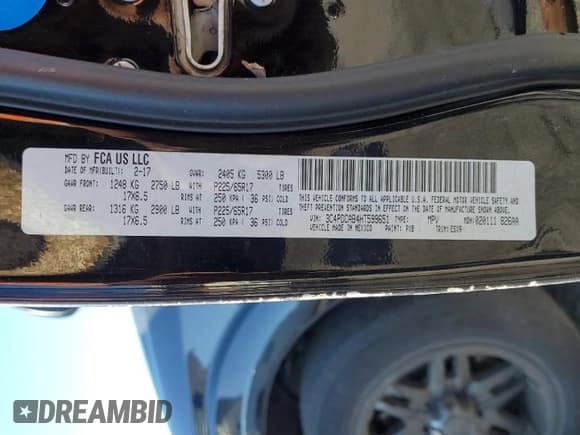 ✅ 2017 Dodge Journey SE • VIN: 3C4PDCAB4HT599651 • Lot: 86529655. Wystawiony na Copart z przebiegiem 106 507 mil. Bezpłatny archiwum sprzedaży aukcyjnych z USA i szczegółowy raport historii pojazdu na DreamBid. Zdjęcie 13.