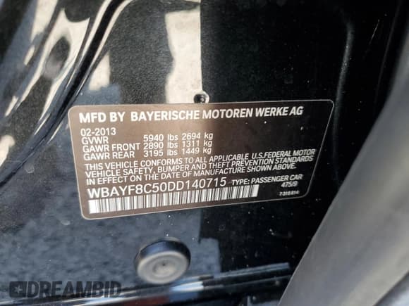 ✅ 2013 BMW 7 Series 750Li xDrive • VIN: WBAYF8C50DD140715 • Lot: 80479335. Wystawiony na Copart z przebiegiem 106 285 mil. Bezpłatny archiwum sprzedaży aukcyjnych z USA i szczegółowy raport historii pojazdu na DreamBid. Zdjęcie 12.