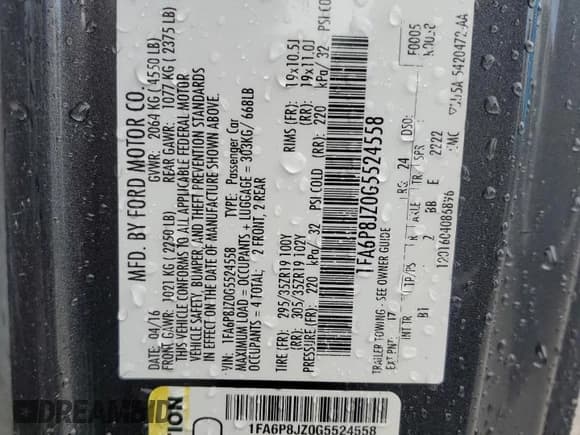 ✅ 2016 Ford Mustang Shelby GT350 • VIN: 1FA6P8JZ0G5524558 • Лот: 84953805. Опубликован ранее на Copart с пробегом 58 992 миль. Бесплатный доступ к архиву аукционных продаж из США и подробный отчёт об истории автомобиля на DreamBid. Изображение 13.