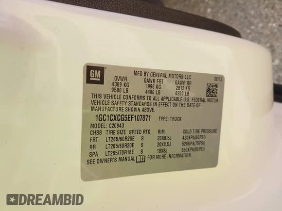 ✅ 2014 Chevrolet Silverado 2500HD LT • VIN: 1GC1CXCG5EF107871 • Lot: 43518202. Listed on IAAI with 74,569 mi. Free auction sales archive from the USA and detailed vehicle history report at DreamBid. Image 9.