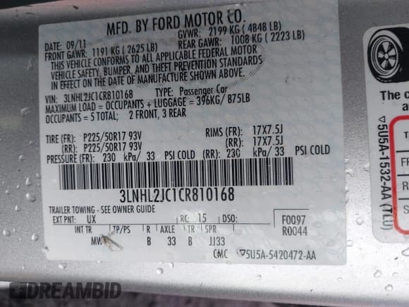 ✅ 2012 Lincoln MKZ • VIN: 3LNHL2JC1CR810168 • Lot: 43772117. Wystawiony na IAAI z przebiegiem 58 051 mil. Bezpłatny archiwum sprzedaży aukcyjnych z USA i szczegółowy raport historii pojazdu na DreamBid. Zdjęcie 9.