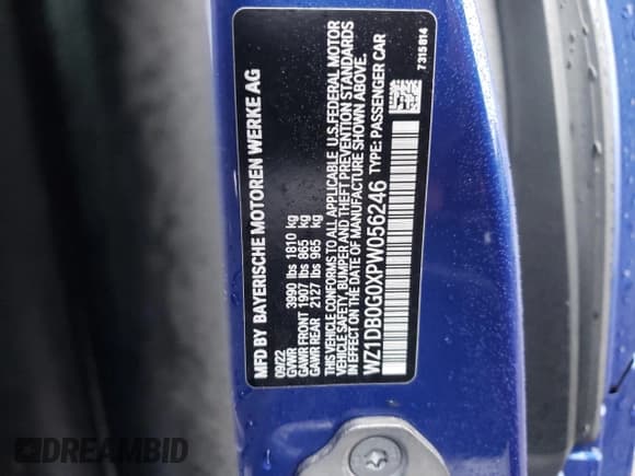 ✅ 2023 Toyota Supra 3.0 • VIN: WZ1DB0G0XPW056246 • Lot: 86441354. Listed on Copart with Not provided. Free auction sales archive from the USA and detailed vehicle history report at DreamBid. Image 14.