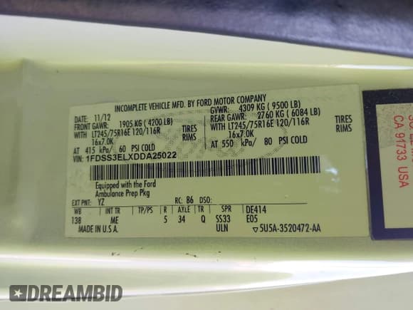 ✅ 2013 Ford Econoline Cargo Commercial • VIN: 1FDSS3ELXDDA25022 • Лот: 43672827. Опубликован ранее на IAAI с пробегом 339 102 миль. Бесплатный доступ к архиву аукционных продаж из США и подробный отчёт об истории автомобиля на DreamBid. Изображение 9.