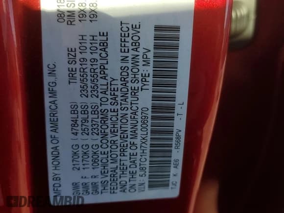 ✅ 2019 Acura RDX Advance • VIN: 5J8TC1H7XKL006970 • Lot: 42223365. Listed on Copart with 96,929 mi. Free auction sales archive from the USA and detailed vehicle history report at DreamBid. Image 15.