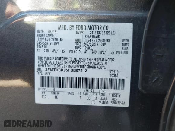 ✅ 2015 Ford Edge Titanium • VIN: 2FMTK3K95FBB67512 • Лот: 43422775. Опубликован ранее на IAAI с пробегом 113 001 миль. Бесплатный доступ к архиву аукционных продаж из США и подробный отчёт об истории автомобиля на DreamBid. Изображение 9.