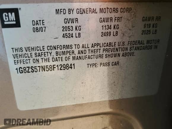 2008 Saturn Aura XE z VIN 1G8ZS57N58F129841, wystawiony jako Copart lot #65529915 z przebiegiem Nie podano mil oraz Szkoda całkowita • Salvage title. Historia ofert i sprzedaży dostępna na DreamBid. Obrazek 13.