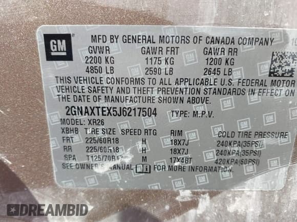 ✅ 2018 Chevrolet Equinox LT • VIN: 2GNAXTEX5J6217504 • Лот: 43215086. Опубликован ранее на IAAI с пробегом 135 882 миль. Бесплатный доступ к архиву аукционных продаж из США и подробный отчёт об истории автомобиля на DreamBid. Изображение 9.