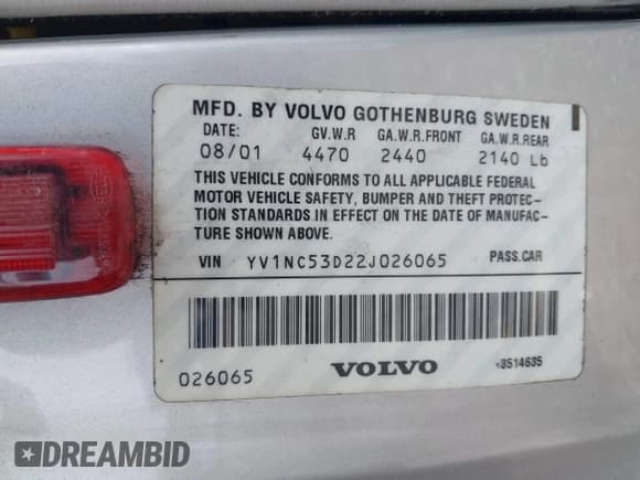 ✅ 2002 Volvo C70 • VIN: YV1NC53D22J026065 • Lot: 42344703. Listed on IAAI with Not provided. Free auction sales archive from the USA and detailed vehicle history report at DreamBid. Image 9.