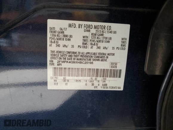 ✅ 2017 Ford Edge SE • VIN: 2FMPK4G9XHBC25195 • Лот: 91559845. Опубликован ранее на Copart с пробегом 50 908 миль. Бесплатный доступ к архиву аукционных продаж из США и подробный отчёт об истории автомобиля на DreamBid. Изображение 13.