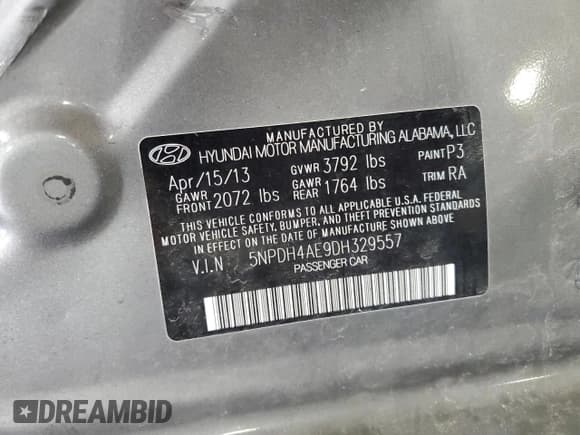 ✅ 2013 Hyundai Elantra Limited • VIN: 5NPDH4AE9DH329557 • Лот: 84478665. Опубликован ранее на Copart с пробегом Не указан. Бесплатный доступ к архиву аукционных продаж из США и подробный отчёт об истории автомобиля на DreamBid. Изображение 12.