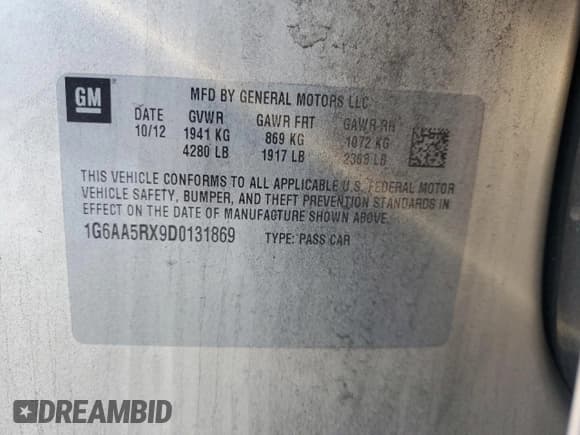 ✅ 2013 Cadillac ATS • VIN: 1G6AA5RX9D0131869 • Lot: 80477564. Listed on Copart with 137,369 mi. Free auction sales archive from the USA and detailed vehicle history report at DreamBid. Image 14.