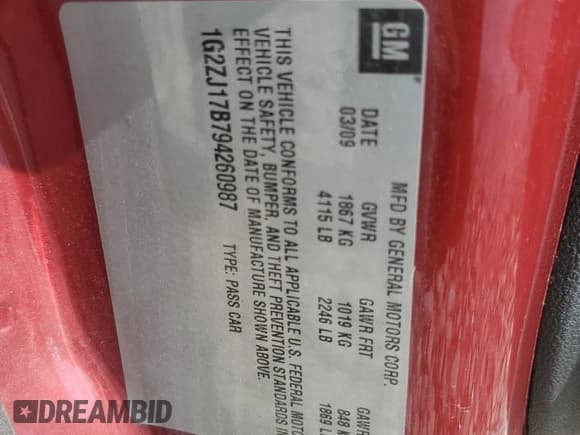 ✅ 2009 Pontiac G6 • VIN: 1G2ZJ17B794260987 • Лот: 62257585. Опубликован ранее на Copart с пробегом 145 765 миль. Бесплатный доступ к архиву аукционных продаж из США и подробный отчёт об истории автомобиля на DreamBid. Изображение 12.