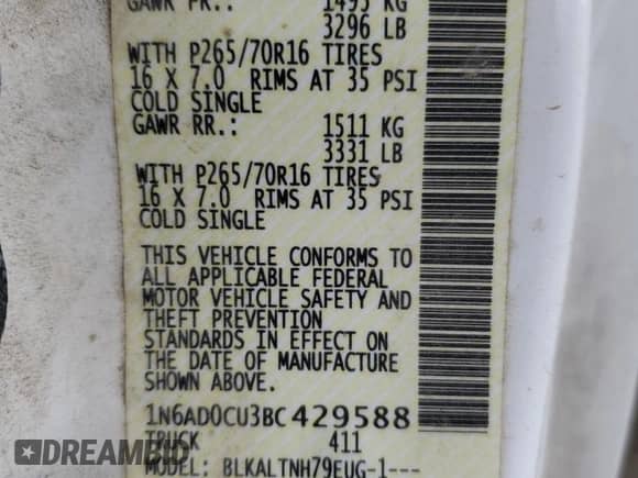 2011 Nissan Frontier SV z VIN 1N6AD0CU3BC429588, wystawiony jako Copart lot #50366045 z przebiegiem 109 132 mil mil oraz Szkoda całkowita • Salvage title. Historia ofert i sprzedaży dostępna na DreamBid. Obrazek 14.