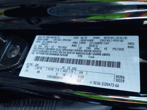 ✅ 2022 Ford F-150 Lightning Pro • VIN: 1FT6W1EV0NWG10326 • Лот: 43386499. Опубликован ранее на IAAI с пробегом 33 882 миль. Бесплатный доступ к архиву аукционных продаж из США и подробный отчёт об истории автомобиля на DreamBid. Изображение 9.