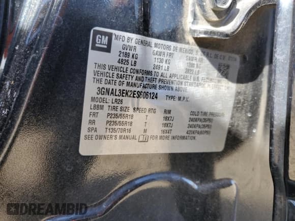 ✅ 2014 Chevrolet Captiva Sport LT • VIN: 3GNAL3EK2ES606124 • Lot: 43062675. Wystawiony na Copart z przebiegiem 113 347 mil. Bezpłatny archiwum sprzedaży aukcyjnych z USA i szczegółowy raport historii pojazdu na DreamBid. Zdjęcie 13.