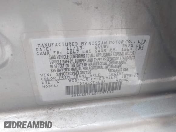 ✅ 2014 Nissan Note SV • VIN: 3N1CE2CP6EL397133 • Lot: 43392801. Listed on IAAI with 144,656 mi. Free auction sales archive from the USA and detailed vehicle history report at DreamBid. Image 9.