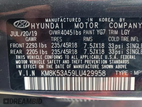 ✅ 2020 Hyundai Kona Ultimate • VIN: KM8K53A59LU429958 • Лот: 54653084. Опубликован ранее на Copart с пробегом 27 298 миль. Бесплатный доступ к архиву аукционных продаж из США и подробный отчёт об истории автомобиля на DreamBid. Изображение 12.