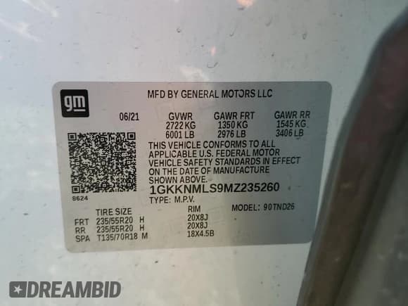 ✅ 2021 GMC Acadia SLT • VIN: 1GKKNMLS9MZ235260 • Лот: 89698425. Опубликован ранее на Copart с пробегом 65 897 миль. Бесплатный доступ к архиву аукционных продаж из США и подробный отчёт об истории автомобиля на DreamBid. Изображение 13.