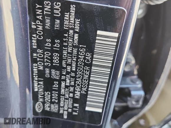 ✅ 2025 Hyundai Venue SEL • VIN: KMHRC8A39SU394661 • Лот: 80960005. Опубликован ранее на Copart с пробегом 4 756 миль. Бесплатный доступ к архиву аукционных продаж из США и подробный отчёт об истории автомобиля на DreamBid. Изображение 13.