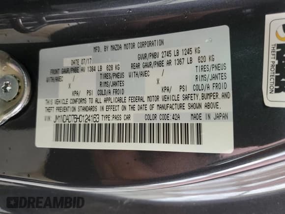 ✅ 2017 Mazda MX-5 Miata Grand Touring • VIN: JM1NDAD76H0124163 • Lot: 82448134. Listed on Copart with 50,604 mi. Free auction sales archive from the USA and detailed vehicle history report at DreamBid. Image 12.