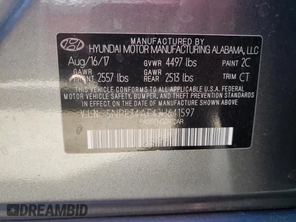 ✅ 2018 Hyundai Sonata Limited • VIN: 5NPE34AF4JH641597 • Lot: 38509583. Listed on Copart with 97,000 mi. Free auction sales archive from the USA and detailed vehicle history report at DreamBid. Image 13.