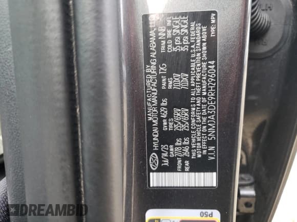 ✅ 2024 Hyundai Tucson SE • VIN: 5NMJA3DE9RH296044 • Lot: 73189614. Wystawiony na Copart z przebiegiem 42 928 mil. Bezpłatny archiwum sprzedaży aukcyjnych z USA i szczegółowy raport historii pojazdu na DreamBid. Zdjęcie 13.