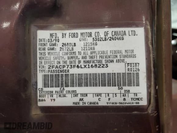 ✅ 1990 Ford Crown Victoria • VIN: 2FACP73F6LX168223 • Лот: 52952615. Опубликован ранее на Copart с пробегом 11 698 миль. Бесплатный доступ к архиву аукционных продаж из США и подробный отчёт об истории автомобиля на DreamBid. Изображение 13.