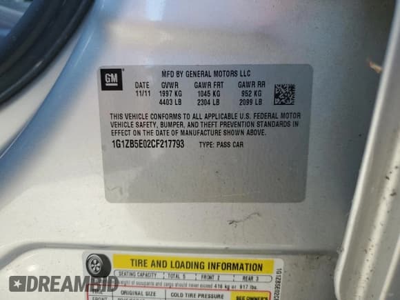 ✅ 2012 Chevrolet Malibu 1LS • VIN: 1G1ZB5E02CF217793 • Lot: 76805354. Listed on Copart with 46,364 mi. Free auction sales archive from the USA and detailed vehicle history report at DreamBid. Image 14.