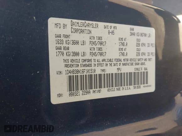 ✅ 2006 Dodge Durango SXT • VIN: 1D4HB38N16F101510 • Лот: 41960996. Опубликован ранее на IAAI с пробегом 332 147 миль. Бесплатный доступ к архиву аукционных продаж из США и подробный отчёт об истории автомобиля на DreamBid. Изображение 9.