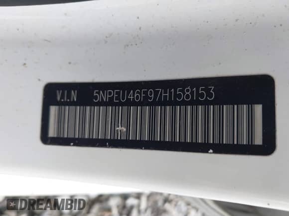 ✅ 2007 Hyundai Sonata SE • VIN: 5NPEU46F97H158153 • Lot: 43498850. Listed on IAAI with 81,347 mi. Free auction sales archive from the USA and detailed vehicle history report at DreamBid. Image 9.