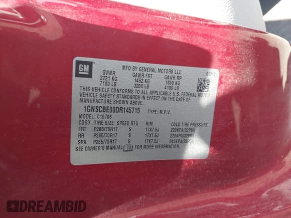 ✅ 2013 Chevrolet Tahoe LT • VIN: 1GNSCBE00DR145715 • Lot: 42722381. Wystawiony na IAAI z przebiegiem 145 982 mil. Bezpłatny archiwum sprzedaży aukcyjnych z USA i szczegółowy raport historii pojazdu na DreamBid. Zdjęcie 9.