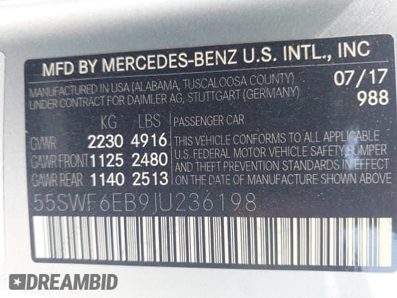 ✅ 2018 Mercedes-Benz C 43 AMG • VIN: 55SWF6EB9JU236198 • Lot: 42278960. Wystawiony na IAAI z przebiegiem 48 432 mil. Bezpłatny archiwum sprzedaży aukcyjnych z USA i szczegółowy raport historii pojazdu na DreamBid. Zdjęcie 9.