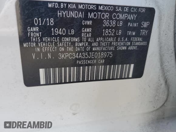 ✅ 2018 Hyundai Accent Limited • VIN: 3KPC34A35JE018975 • Лот: 74818524. Опубликован ранее на Copart с пробегом 57 063 миль. Бесплатный доступ к архиву аукционных продаж из США и подробный отчёт об истории автомобиля на DreamBid. Изображение 12.