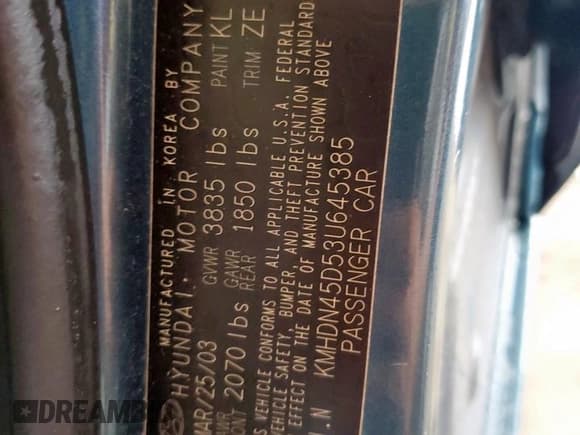 ✅ 2003 Hyundai Elantra GLS • VIN: KMHDN45D53U645385 • Lot: 60570895. Wystawiony na Copart z przebiegiem 129 315 mil. Bezpłatny archiwum sprzedaży aukcyjnych z USA i szczegółowy raport historii pojazdu na DreamBid. Zdjęcie 12.