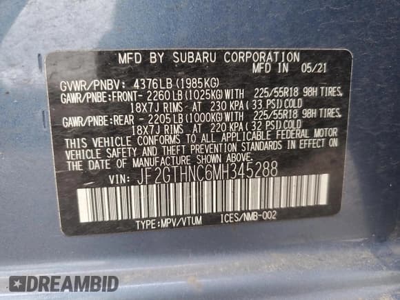 ✅ 2021 Subaru Crosstrek Limited • VIN: JF2GTHNC6MH345288 • Лот: 55858075. Опубликован ранее на Copart с пробегом 29 886 миль. Бесплатный доступ к архиву аукционных продаж из США и подробный отчёт об истории автомобиля на DreamBid. Изображение 12.