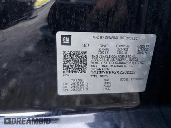 ✅ 2019 Chevrolet Silverado 1500 Custom • VIN: 1GCRYBEF3KZ202113 • Lot: 60526705. Listed on Copart with 54,978 mi. Free auction sales archive from the USA and detailed vehicle history report at DreamBid. Image 13.