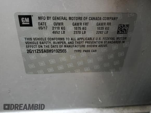 ✅ 2017 Chevrolet Impala LS • VIN: 2G11Z5SA8H9192565 • Лот: 74710324. Опубликован ранее на Copart с пробегом 115 746 миль. Бесплатный доступ к архиву аукционных продаж из США и подробный отчёт об истории автомобиля на DreamBid. Изображение 13.