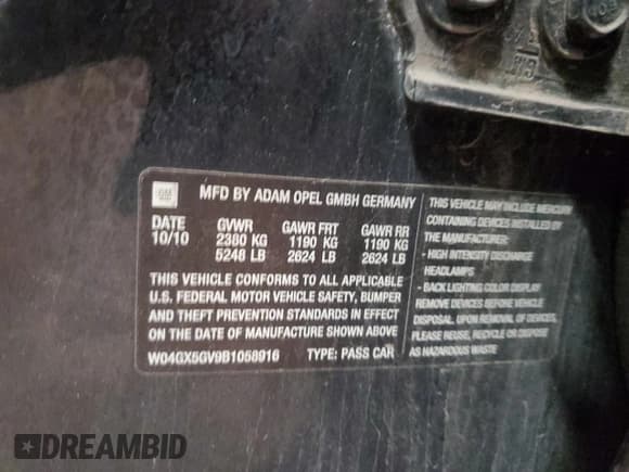 ✅ 2011 Buick Regal CXL Turbo TO3 • VIN: W04GX5GV9B1058916 • Лот: 82461745. Опубликован ранее на Copart с пробегом 128 200 миль. Бесплатный доступ к архиву аукционных продаж из США и подробный отчёт об истории автомобиля на DreamBid. Изображение 12.