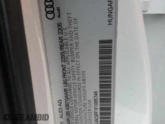 ✅ 2015 Audi A3 Premium • VIN: WAUACGFF1F1065746 • Lot: 70591355. Wystawiony na Copart z przebiegiem 78 189 mil. Bezpłatny archiwum sprzedaży aukcyjnych z USA i szczegółowy raport historii pojazdu na DreamBid. Zdjęcie 12.