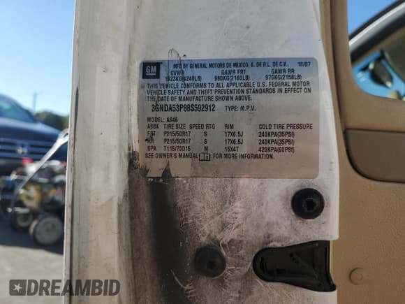 ✅ 2008 Chevrolet HHR LT • VIN: 3GNDA53P88S592912 • Лот: 86260715. Опубликован ранее на Copart с пробегом 132 094 миль. Бесплатный доступ к архиву аукционных продаж из США и подробный отчёт об истории автомобиля на DreamBid. Изображение 12.