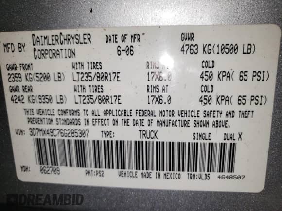 2006 Dodge 3500 SLT z VIN 3D7MX49C76G285307, wystawiony jako Copart lot #62428695 z przebiegiem 104 413 mil mil oraz Czysty tytuł • Clean title. Historia ofert i sprzedaży dostępna na DreamBid. Obrazek 12.