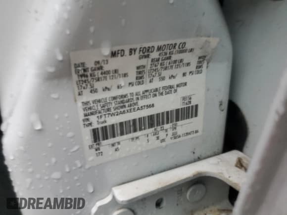 ✅ 2014 Ford F-250 XL • VIN: 1FT7W2A6XEEA57568 • Лот: 44925355. Опубликован ранее на Copart с пробегом 184 005 миль. Бесплатный доступ к архиву аукционных продаж из США и подробный отчёт об истории автомобиля на DreamBid. Изображение 12.