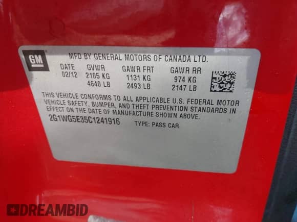 2012 Chevrolet Impala LT Fleet z VIN 2G1WG5E35C1241916, wystawiony jako IAAI lot #43507386 z przebiegiem 201 249 mil mil oraz . Historia ofert i sprzedaży dostępna na DreamBid. Obrazek 9.