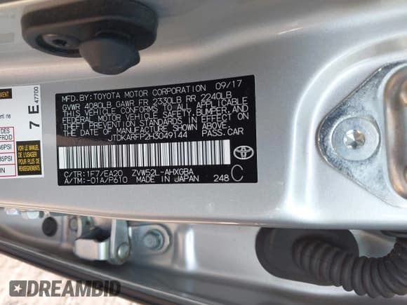 ✅ 2017 Toyota Prius Plus • VIN: JTDKARFP2H3049144 • Лот: 41908194. Опубликован ранее на IAAI с пробегом 66 288 миль. Бесплатный доступ к архиву аукционных продаж из США и подробный отчёт об истории автомобиля на DreamBid. Изображение 9.