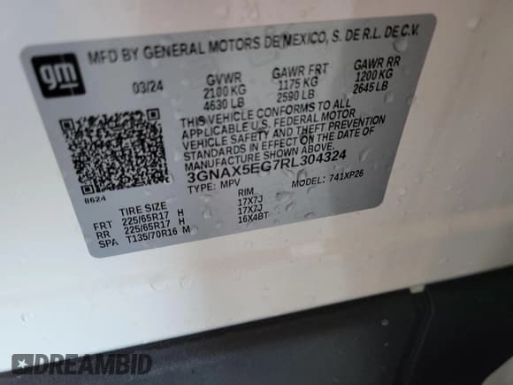 ✅ 2024 Chevrolet Equinox LS • VIN: 3GNAX5EG7RL304324 • Лот: 43658272. Опубликован ранее на IAAI с пробегом 29 638 миль. Бесплатный доступ к архиву аукционных продаж из США и подробный отчёт об истории автомобиля на DreamBid. Изображение 3.