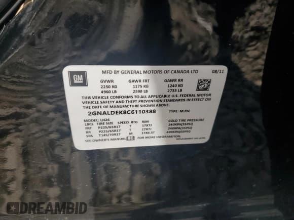 ✅ 2012 Chevrolet Equinox 1LT • VIN: 2GNALDEK8C6110388 • Лот: 71687014. Опубликован ранее на Copart с пробегом 167 033 миль. Бесплатный доступ к архиву аукционных продаж из США и подробный отчёт об истории автомобиля на DreamBid. Изображение 12.